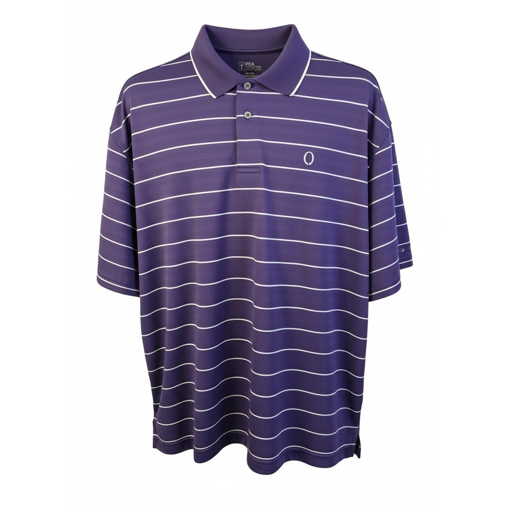 PGA Tour XL Purple Polo‎ Golf Shirt Striped Short Sleeve Menswear